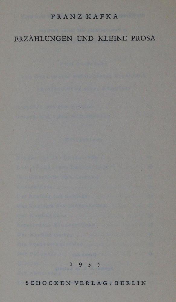 Große Abbildung Nr.2: 126-1451 Kafka,F.: (Literatur und illustrierte Bücher 20.Jahrhundert - Alte Literatur in modernen Ausgaben)