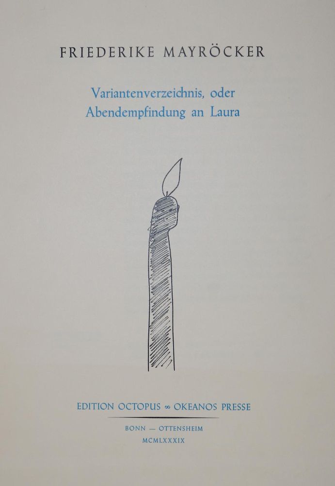 Große Abbildung Nr.1: 126-1474 Mayröcker,F.: (Literatur und illustrierte Bücher 20.Jahrhundert - Alte Literatur in modernen Ausgaben)
