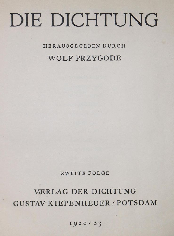 Große Abbildung Nr.1: 126-1497 Przygode,W. (Hrsg.).: (Literatur und illustrierte Bücher 20.Jahrhundert - Alte Literatur in modernen Ausgaben)