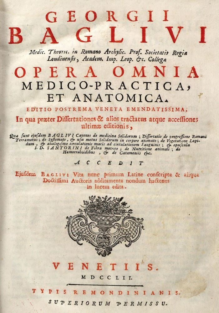 Große Abbildung Nr.1: 126-15 Baglivi,G.: (Aus der Sammlung Professor Dr.Dr.Johannes Büttner Teil 1)