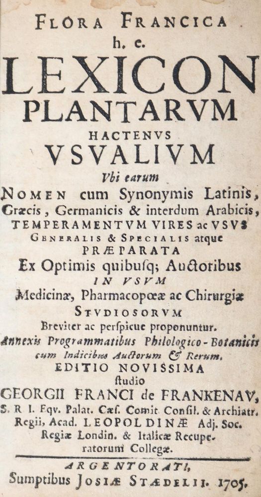 Große Abbildung Nr.1: 126-1535 Franck von Franckenau,G.v.: (Botanik)