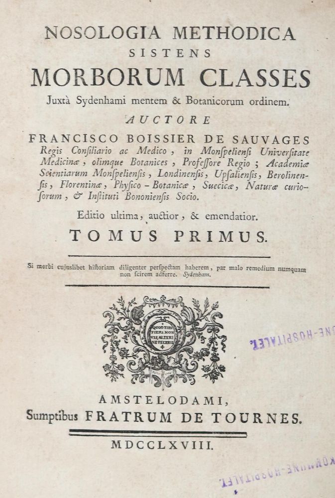 Große Abbildung Nr.1: 126-1586 Sauvages (de la Croix),F.Boissier de.: (Medizin)