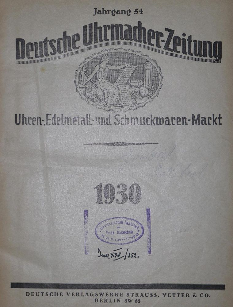 Große Abbildung Nr.1: 126-1708 Deutsche Uhrmacher-Zeitung.: (Verschiedene Gebiete - Varia, Uhren)