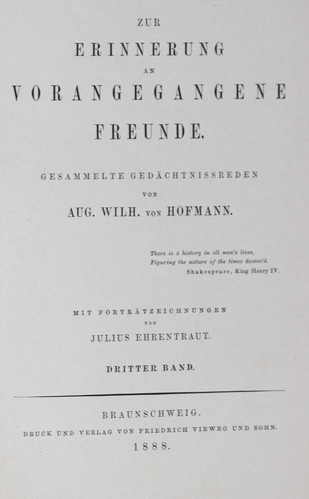 Große Abbildung Nr.1: 126-174 Hofmann,A.W.v.: (Aus der Sammlung Professor Dr.Dr.Johannes Büttner Teil 1)