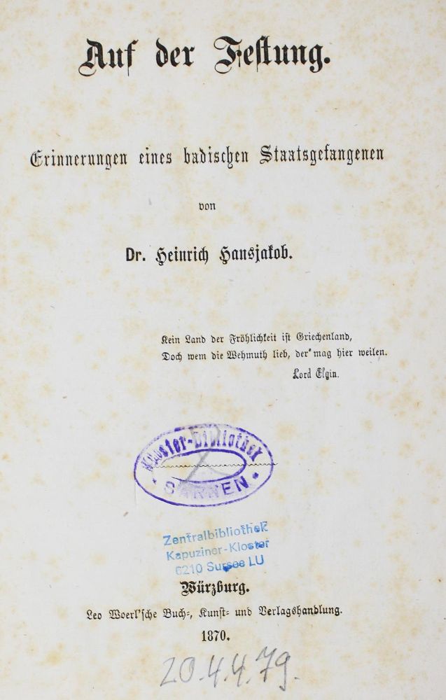 Große Abbildung Nr.1: 126-1763 Hansjakob,H.: (Deutschland, Baden)