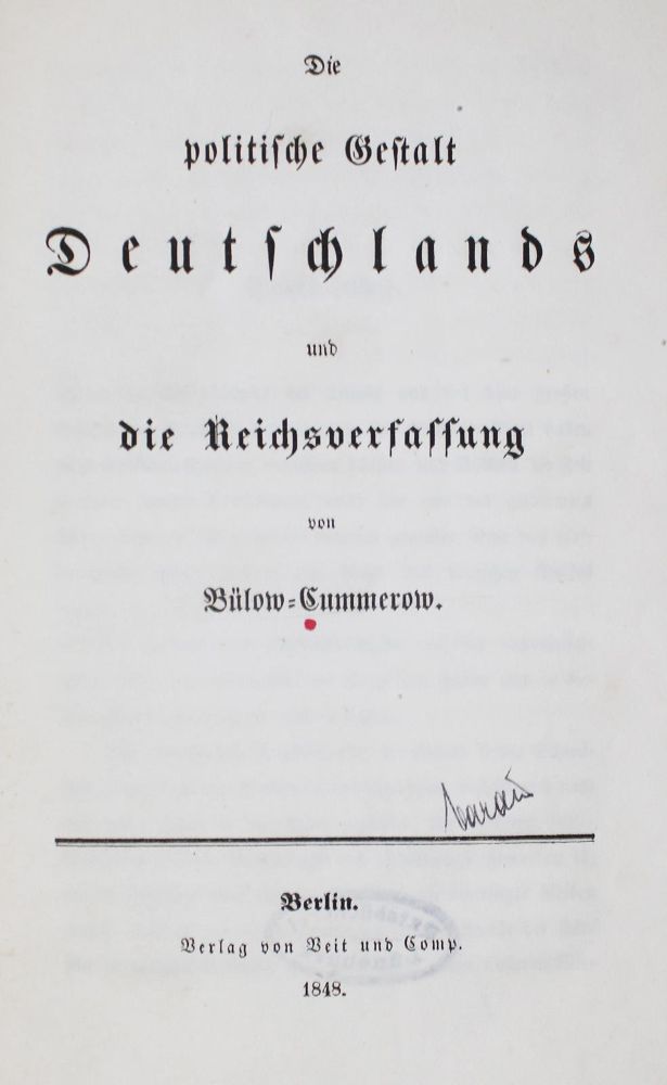 Große Abbildung Nr.1: 126-1780 Bülow-Cummerow,(E.G.G.v.).: (Deutschland)