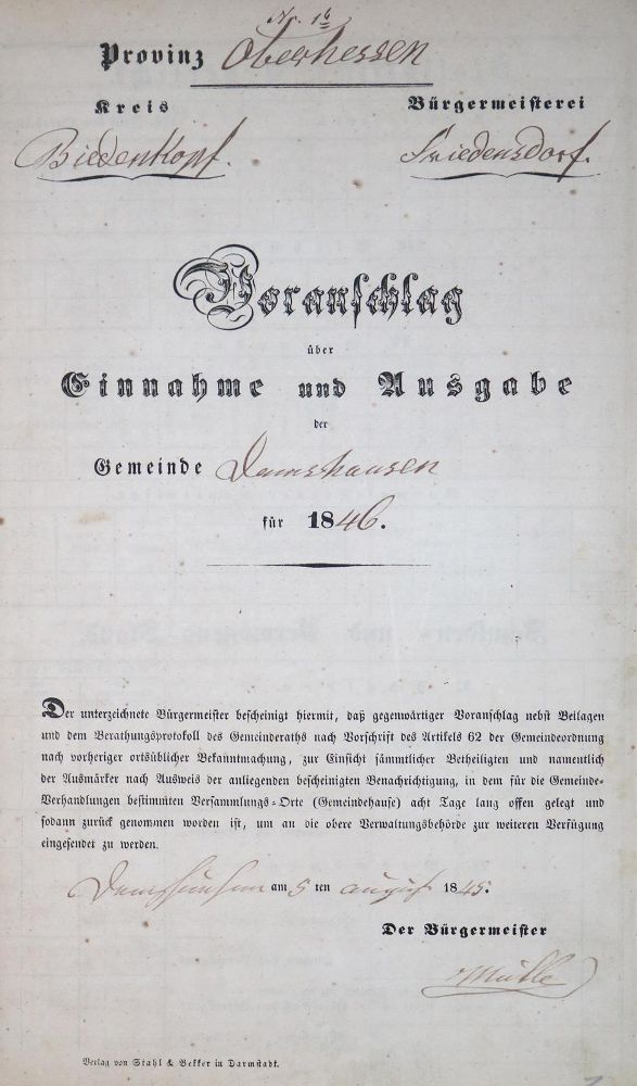 Große Abbildung Nr.1: 126-1790 Damshausen.: (Deutschland, Handschriften)