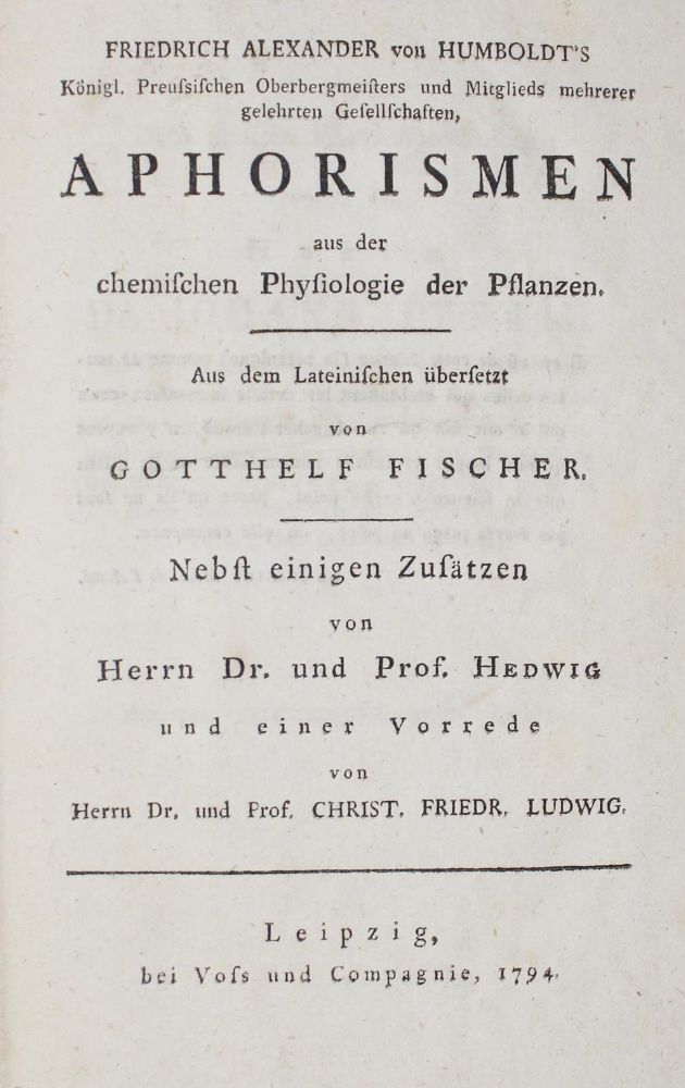 Große Abbildung Nr.1: 126-181 Humboldt,Fr.A.v.: (Aus der Sammlung Professor Dr.Dr.Johannes Büttner Teil 1)