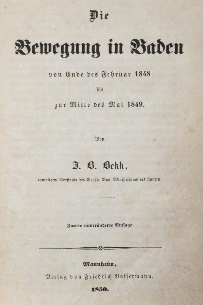 Große Abbildung Nr.1: 126-1835 Bekk,J.B.: (Deutschland, Revolution 1848/49 - Vormärz - Politik, Baden)