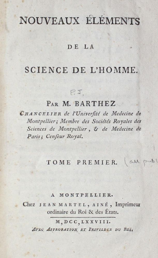 Große Abbildung Nr.1: 126-19 Barthez,(P.J.).: (Aus der Sammlung Professor Dr.Dr.Johannes Büttner Teil 1)