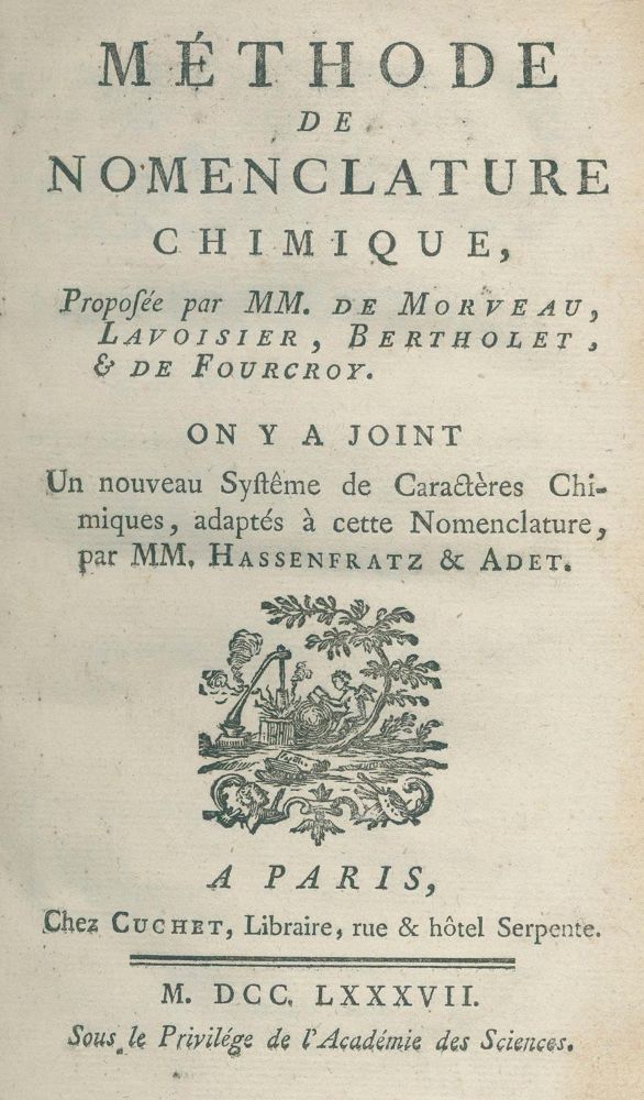 Große Abbildung Nr.1: 126-213 Lavoisier, A. L., G. de Morveau u. a.: (Aus der Sammlung Professor Dr.Dr.Johannes Büttner Teil 1)