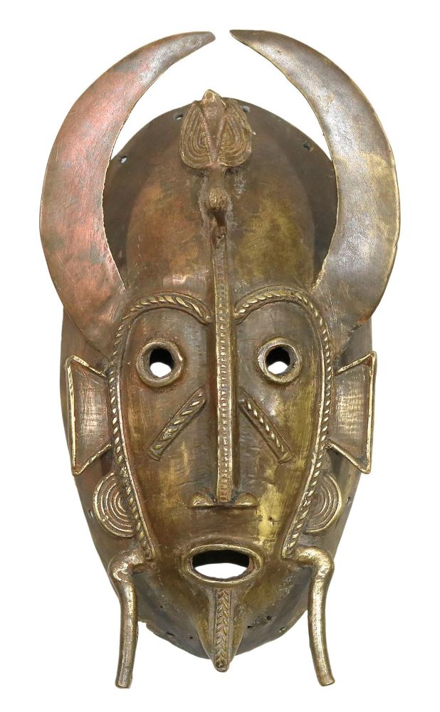 Große Abbildung Nr.1: 126-2202 Bronze Vogelmaske der Senufo.: (Afrika)