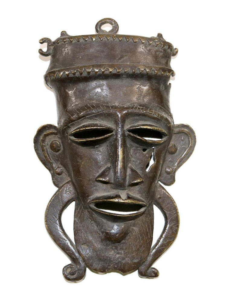 Große Abbildung Nr.1: 126-2218 Bronzemaske Ashanti Ghana.: (Afrika, Masken)