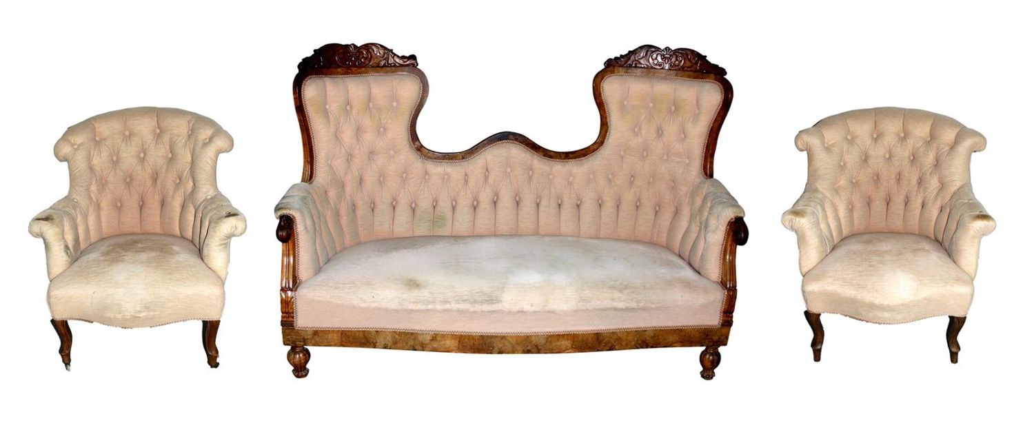 Große Abbildung Nr.1: 126-2298 Barocksofa u. 2 Sessel.: (Möbel)
