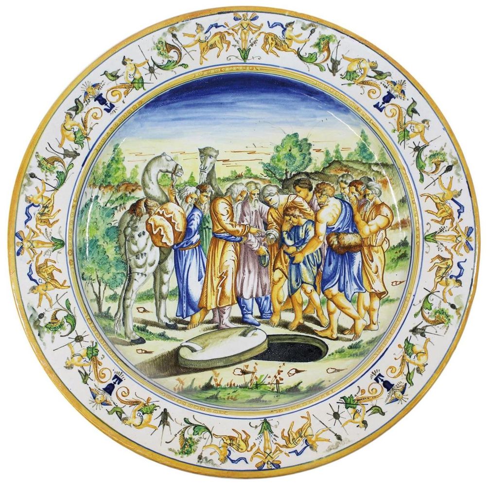 Große Abbildung Nr.1: 126-2324 Italien, große Platte: (Porzellan u. Keramik, Fayencen)
