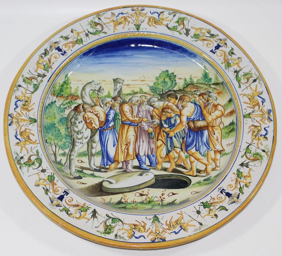 Große Abbildung Nr.3: 126-2324 Italien, große Platte: (Porzellan u. Keramik, Fayencen)
