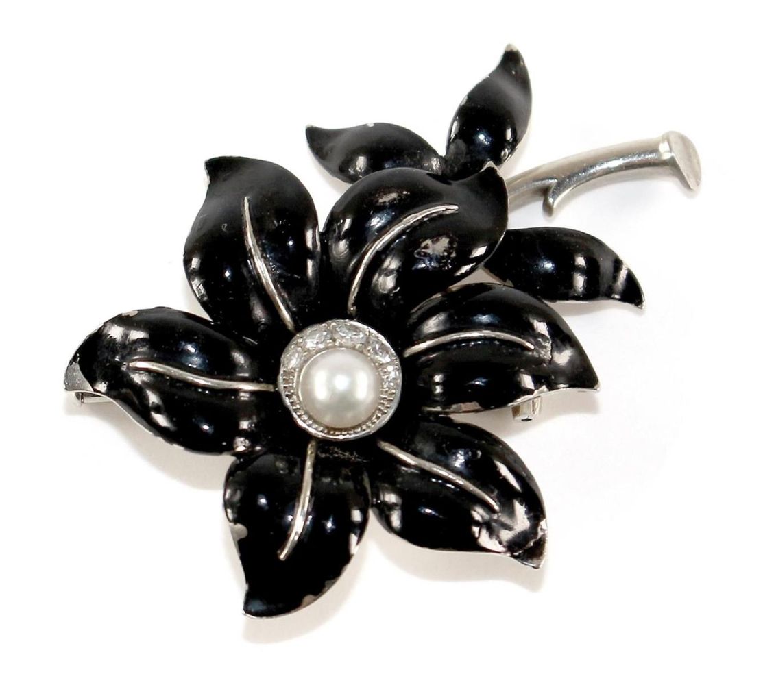 Große Abbildung Nr.1: 126-2372 Art Deco Brosche 585 WG: (Schmuck, Broschen)
