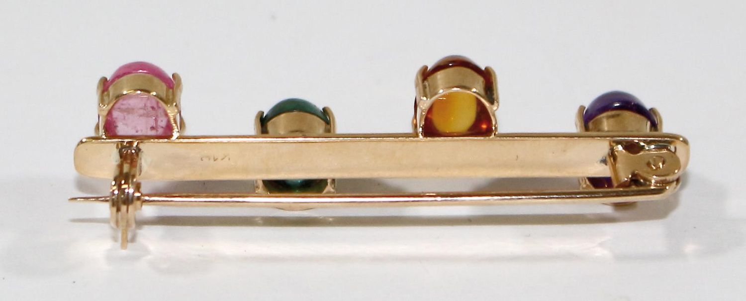 Große Abbildung Nr.3: 126-2375 Edelsteinbrosche 585 GG.: (Schmuck, Broschen)