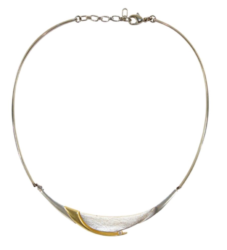 Große Abbildung Nr.1: 126-2386 Designcollier Silber Gold: (Schmuck, Colliers)