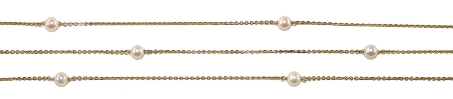 Große Abbildung Nr.1: 126-2388 Goldkette mit 10 Perlen.: (Schmuck, Colliers)