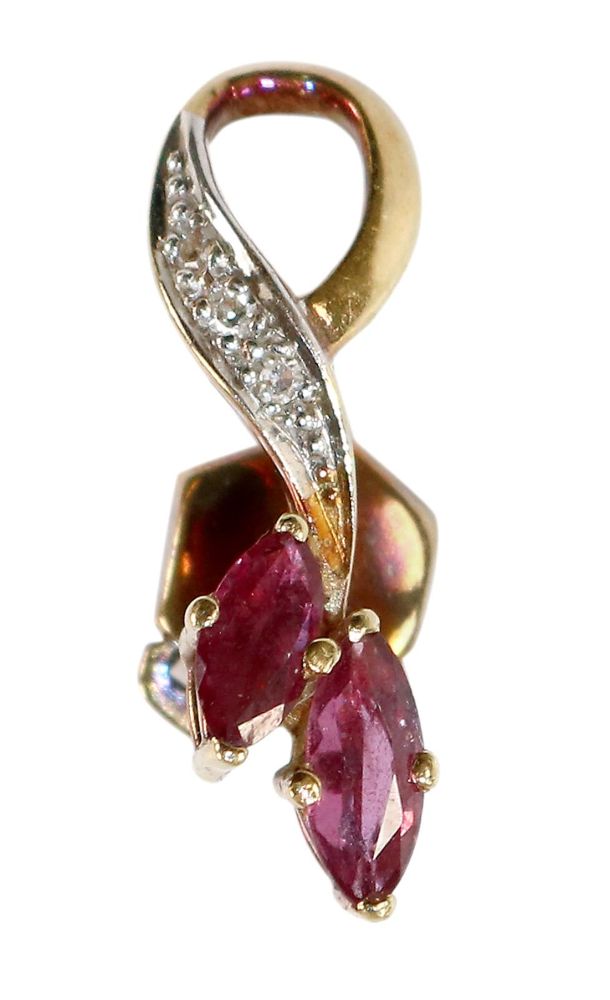 Große Abbildung Nr.1: 126-2407 Rubin- Diamant Vorstecknadel: (Schmuck, DRC Pforzheim)