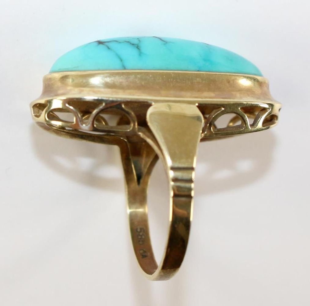 Große Abbildung Nr.2: 126-2444 Türkisring 585 GG: (Schmuck, Ringe)