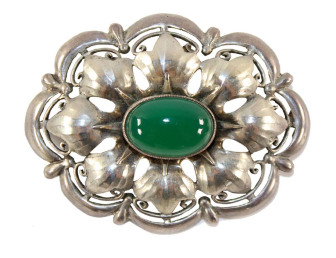 Große Abbildung Nr.1: 126-2467 Prachtbrosche mit Chrysopras: (Schmuck, Theodor Fahrner)