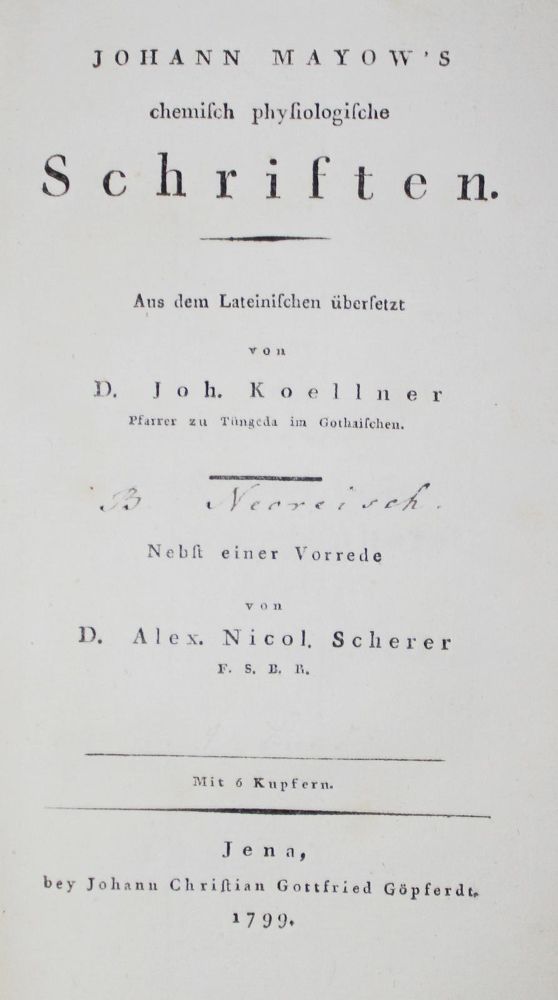 Große Abbildung Nr.1: 126-255 Mayow,J.: (Aus der Sammlung Professor Dr.Dr.Johannes Büttner Teil 1)