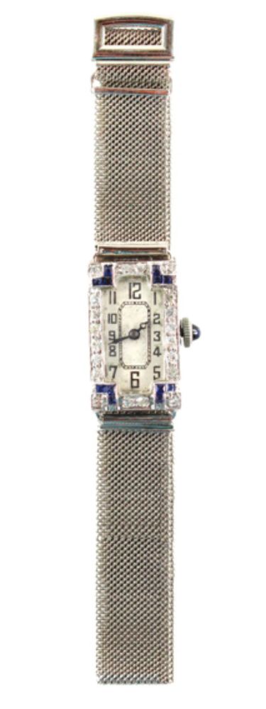 Große Abbildung Nr.1: 126-2555 Brillant Saphir Damenuhr: (Uhren, Armbanduhren)