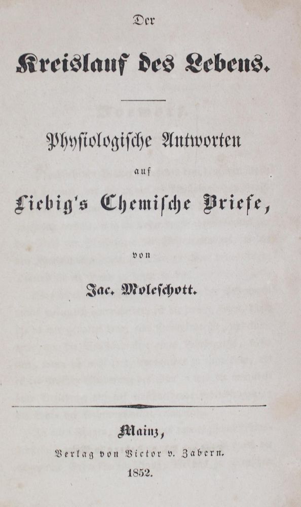 Große Abbildung Nr.1: 126-262 Moleschott,J.: (Aus der Sammlung Professor Dr.Dr.Johannes Büttner Teil 1)