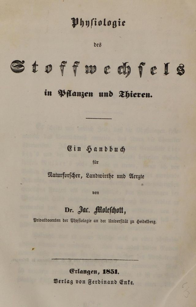 Große Abbildung Nr.1: 126-263 Moleschott,J.: (Aus der Sammlung Professor Dr.Dr.Johannes Büttner Teil 1)