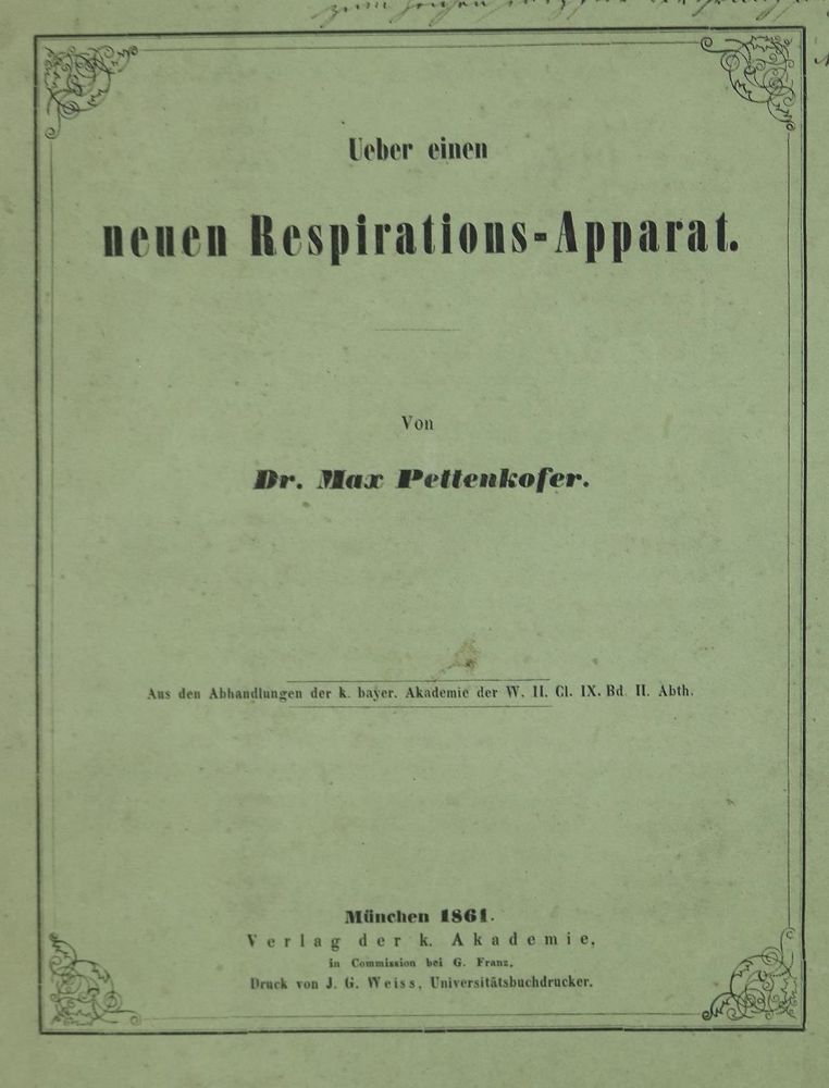 Große Abbildung Nr.1: 126-279 Pettenkofer,M.: (Aus der Sammlung Professor Dr.Dr.Johannes Büttner Teil 1)
