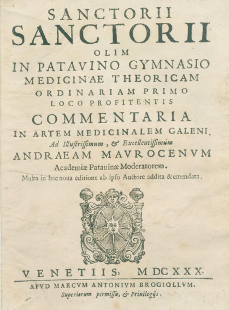 Große Abbildung Nr.1: 126-298 Santorio,S.: (Aus der Sammlung Professor Dr.Dr.Johannes Büttner Teil 1)