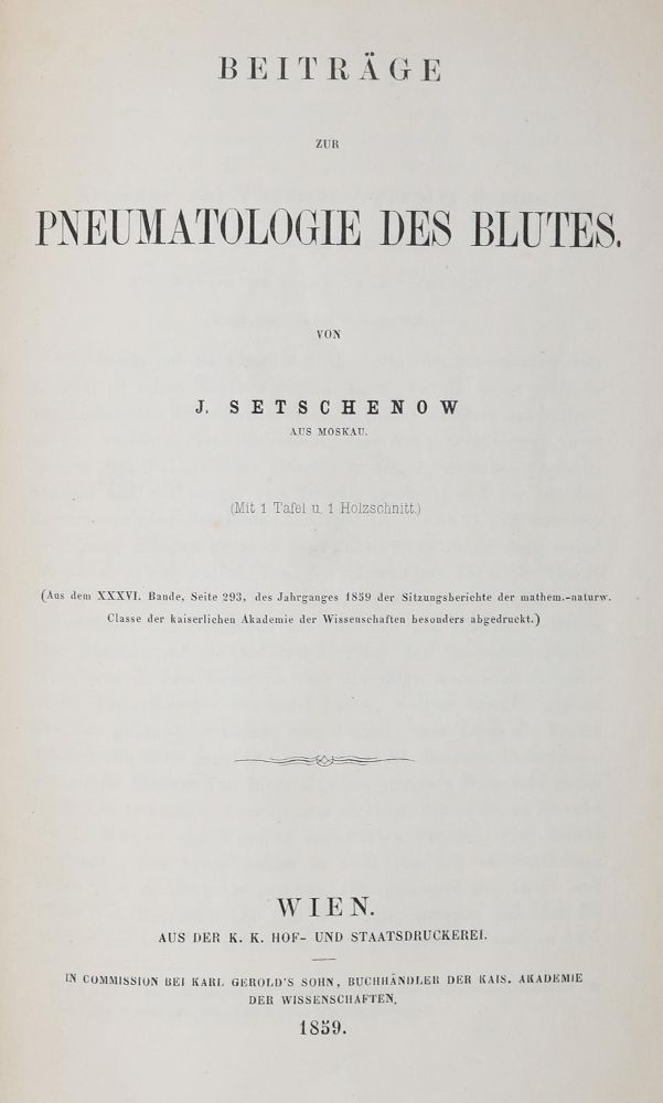 Große Abbildung Nr.1: 126-316 Setschenow,J.: (Aus der Sammlung Professor Dr.Dr.Johannes Büttner Teil 1)