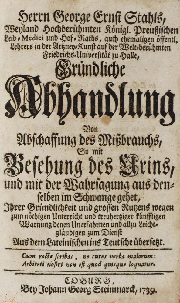 Große Abbildung Nr.1: 126-321 Stahl,G.E.: (Aus der Sammlung Professor Dr.Dr.Johannes Büttner Teil 1)