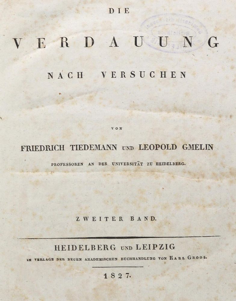 Große Abbildung Nr.1: 126-337 Tiedemann,F. u. L.Gmelin: (Aus der Sammlung Professor Dr.Dr.Johannes Büttner Teil 1)