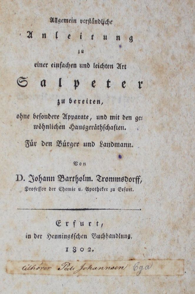 Große Abbildung Nr.1: 126-339 Trom(m)sdorff,J.B.: (Aus der Sammlung Professor Dr.Dr.Johannes Büttner Teil 1)
