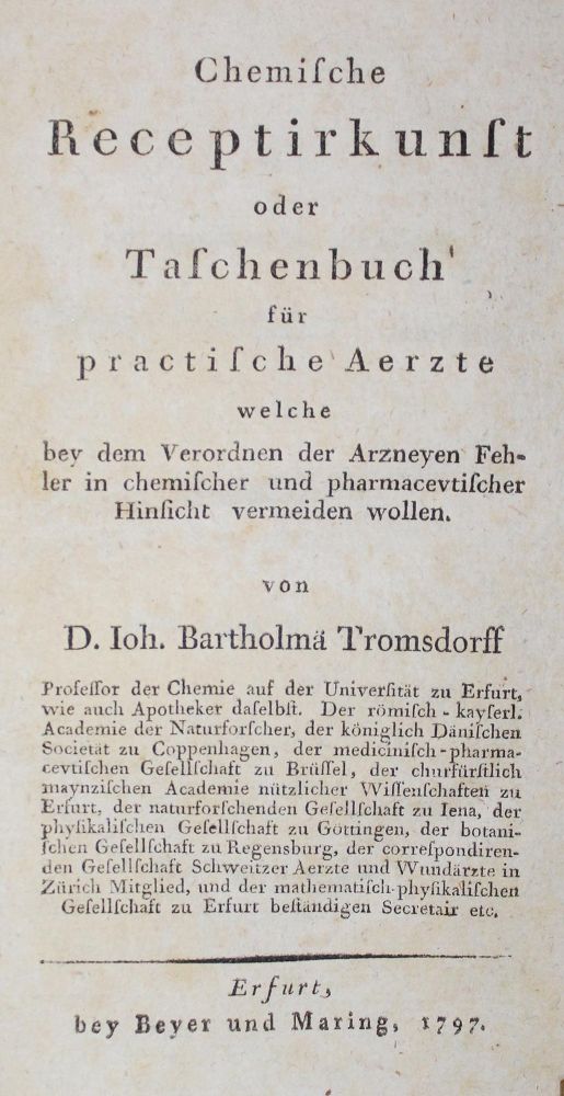 Große Abbildung Nr.1: 126-340 Trom(m)sdorff,J.B.: (Aus der Sammlung Professor Dr.Dr.Johannes Büttner Teil 1)