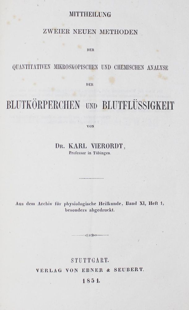 Große Abbildung Nr.1: 126-348 Vierordt,K.: (Aus der Sammlung Professor Dr.Dr.Johannes Büttner Teil 1)