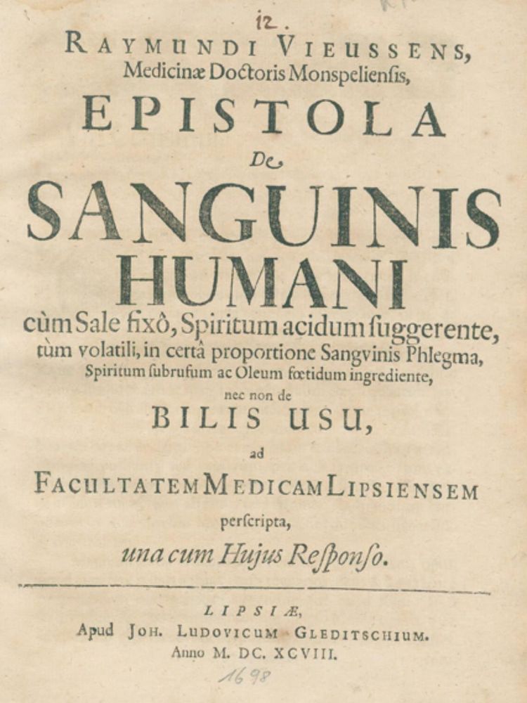 Große Abbildung Nr.1: 126-351 Vieussens,R.: (Aus der Sammlung Professor Dr.Dr.Johannes Büttner Teil 1)