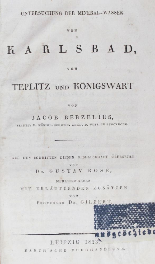 Große Abbildung Nr.1: 126-36 Berzelius,J.: (Aus der Sammlung Professor Dr.Dr.Johannes Büttner Teil 1)