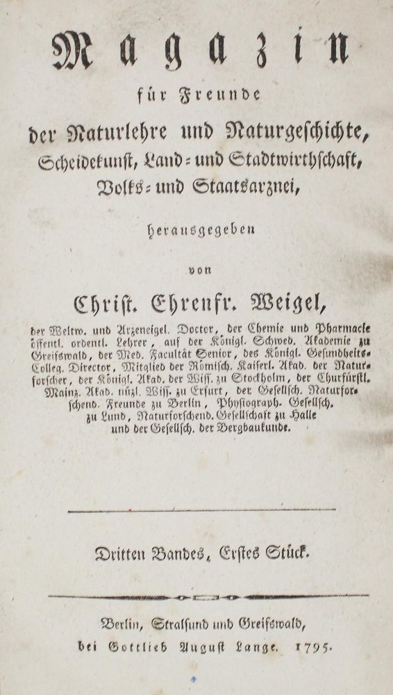 Große Abbildung Nr.1: 126-365 Weigel,C.E. (Hrsg.).: (Aus der Sammlung Professor Dr.Dr.Johannes Büttner Teil 1)