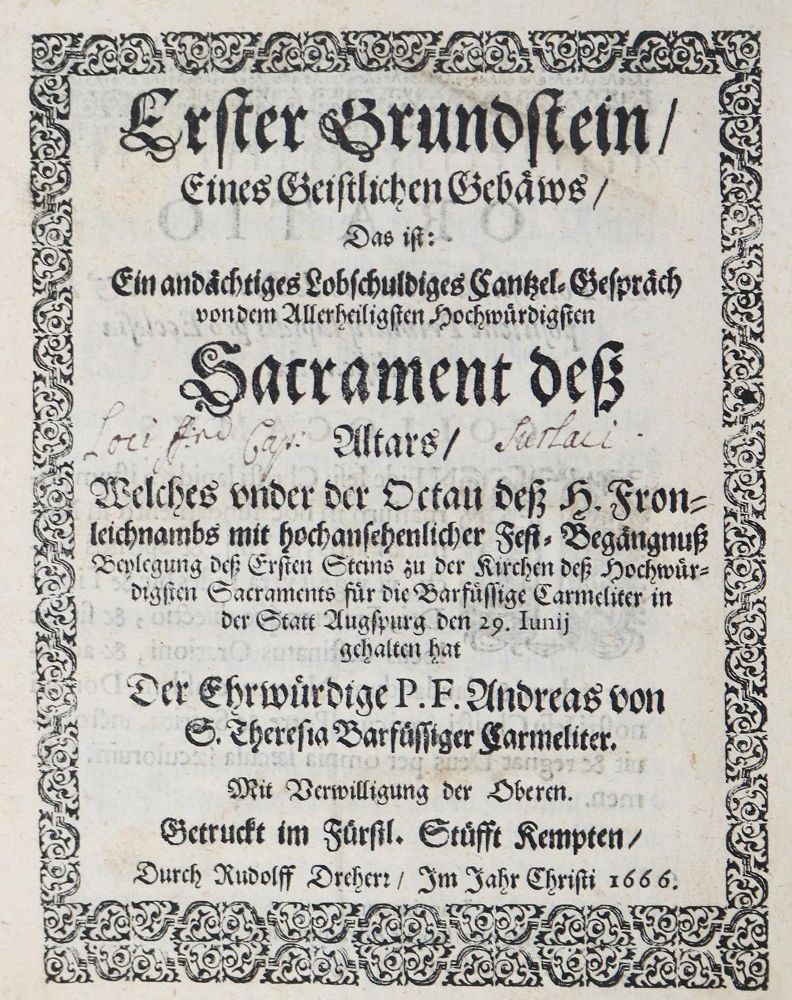 Große Abbildung Nr.1: 126-381 Andreas a Sancta Theresia.: (Alte Drucke, Handschriften und Theologie)