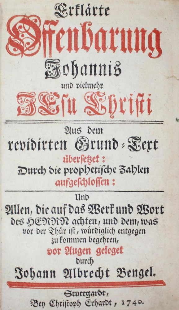 Große Abbildung Nr.1: 126-392 Bengel,J.A.: (Alte Drucke, Handschriften und Theologie)