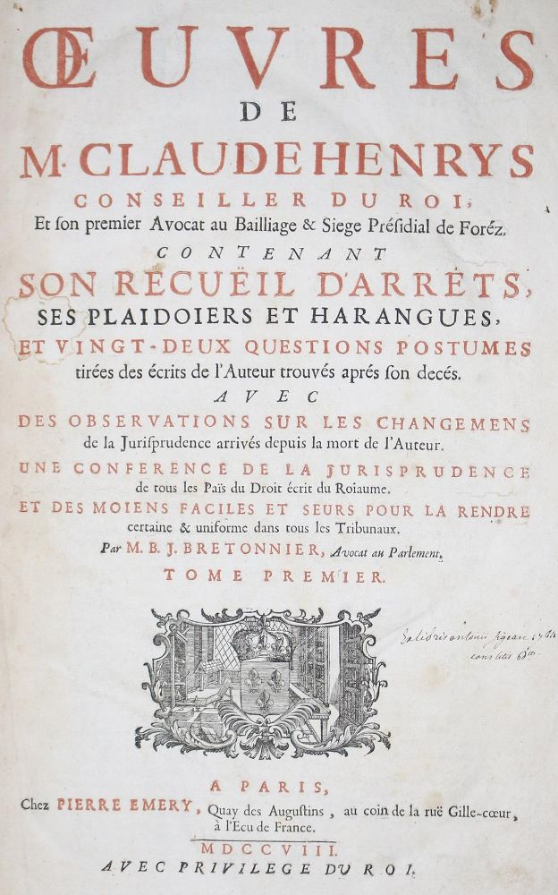Große Abbildung Nr.1: 126-424 Bretonnier,M.B.J.: (Alte Drucke, Handschriften und Theologie)