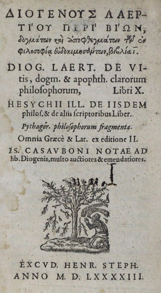 Große Abbildung Nr.1: 126-448 Diogenes Laertius.: (Alte Drucke, Handschriften und Theologie)