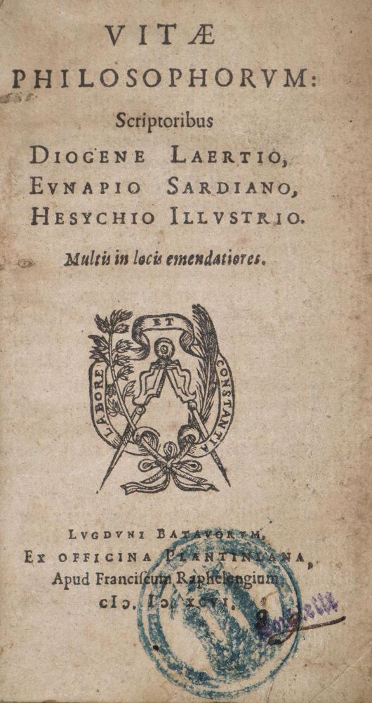 Große Abbildung Nr.1: 126-449 Diogenes Laertius.: (Alte Drucke, Handschriften und Theologie)