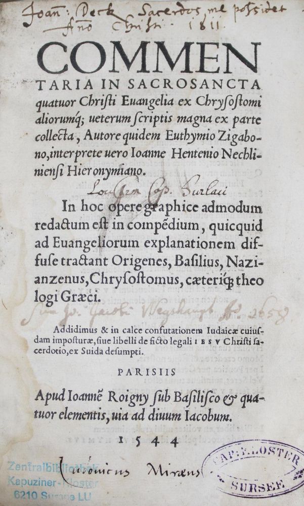 Große Abbildung Nr.1: 126-464 Euthymius Zigabenus.: (Alte Drucke, Handschriften und Theologie)