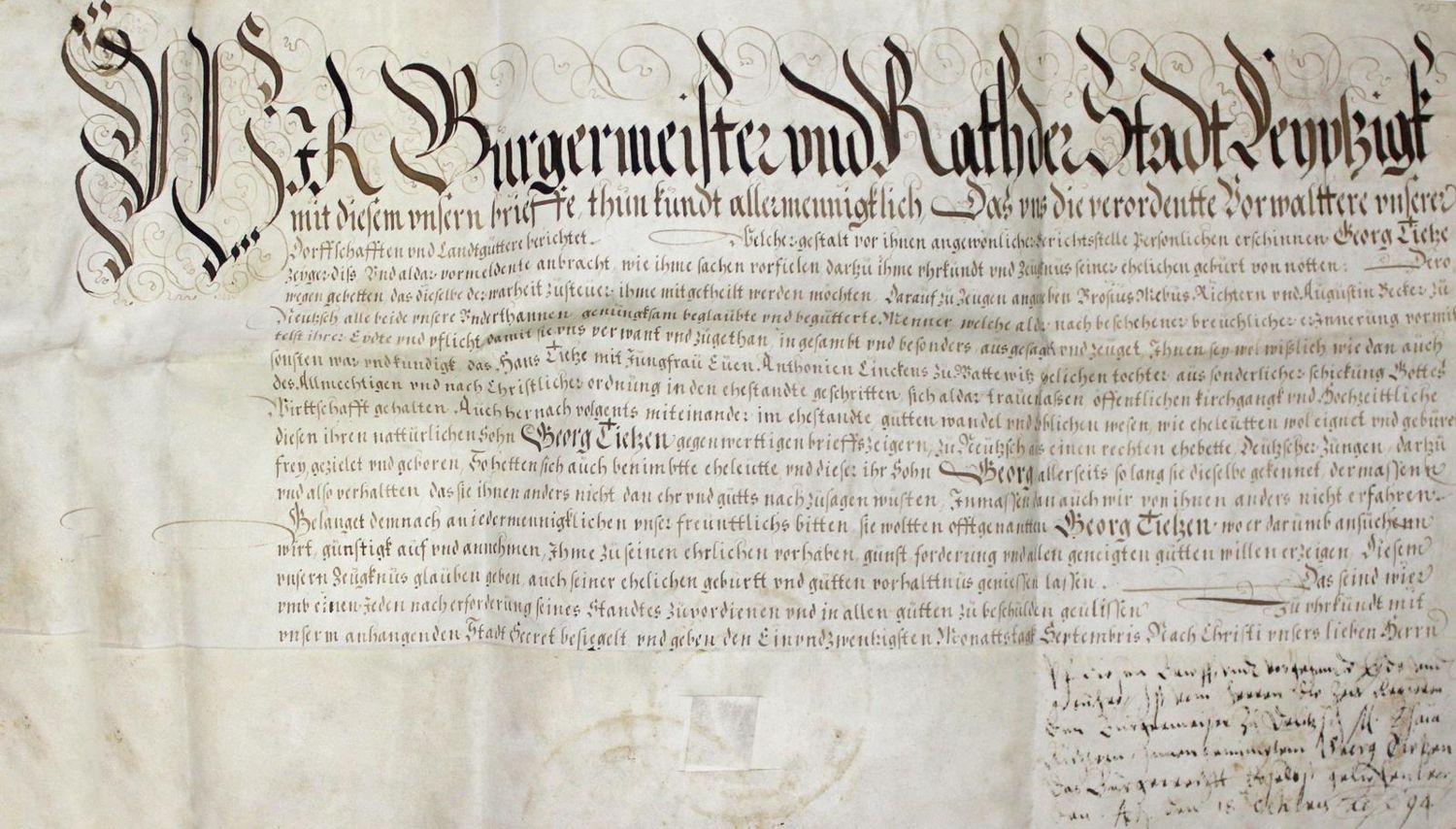 Große Abbildung Nr.1: 126-494 Zeugnis: (Handschriften, Leipzig)