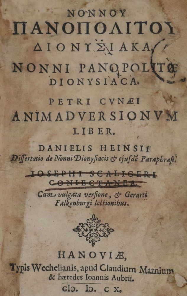 Große Abbildung Nr.1: 126-568 Nonnus Panopolitanus.: (Alte Drucke, Handschriften und Theologie)